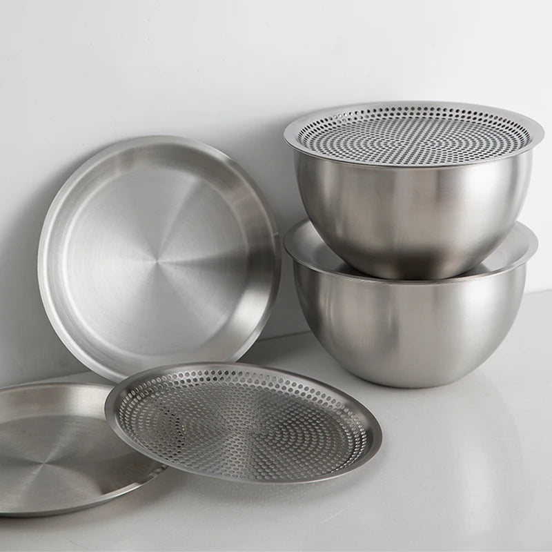 SHIMOYAMA 304 Stainless Steel Salad Bowl Kitchenware Set of 3 Polished Mixing Bowl for Home Baking