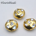 18k Gold Plated Natural Natural Fresh Water Baroque Pearl Round Beads Pendants Charms for Jewelry Making