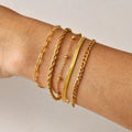 High End Gold Plated Stainless Steel Snake Rope Paper Clip Figaro Bead Chain 5 Pcs/set Bracelet for Women Wholesale Jewelry