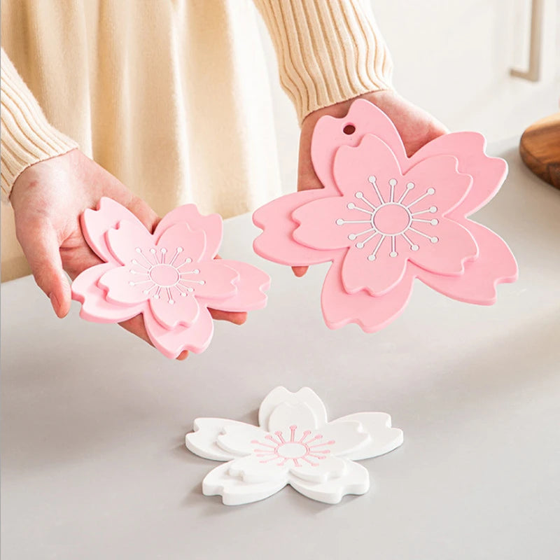 Flower Lotus Heat Insulation Mugs Pad Non-Slip Placemat PVC Silicone Tableware Mat Coffee Cup Stands Coaster Kitchen Accessories
