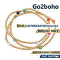 Go2BoHo Triple Geometric Gold Plated Miyuki Beaded Bohemian Crystal Bracelet for Women Girls-Anniversary Gift