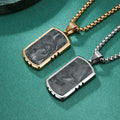 Moge Minimalist Camouflage Carbon Fiber Pendant Fashionable Hip-hop Stainless Steel Dog Tags Necklace for Men