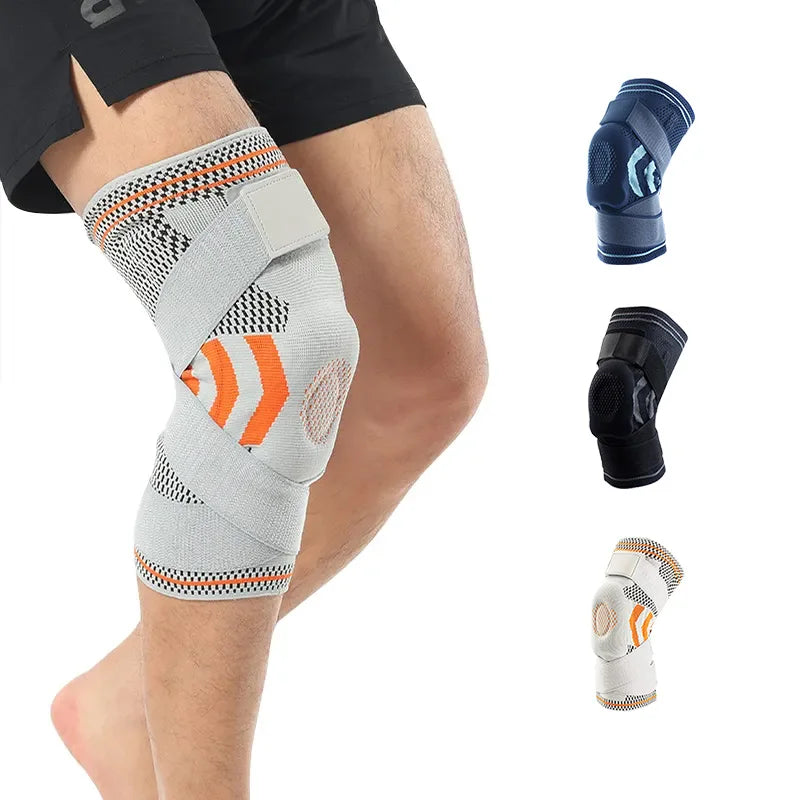 Double Strap Brace Knee Support Men's Silicone Basketball Knee Brace Meniscus protection Breathable Riding Knee Sleeves