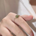 RisingMoon Green Stone Jewelry Jade Rings Gold Plated Gem Stone Rings Women Adjustable Rings for Ladies Gift