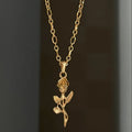 2022 Dazan Summer New Ins Wholesale 18k Gold Plated Stainless Steel Retro Palace Style Simulation Rose Chopin Chain Necklace