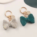 Creative Full Diamond Bow Keychain Couple Gifts Wholesale Crystal Rhinestone Key Chains Charm Pendant Bow Keychain Cheer Keyring