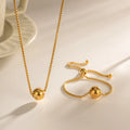 Stainless Steel 18k Gold Plated Ball Necklace Bracelet for Women