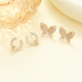 Fashion Lovely Trendy Brass Stud Earring 14K Gold Plated Butterfly Bow Knot Design Big S925 Silver Earrings for Women Wholesale