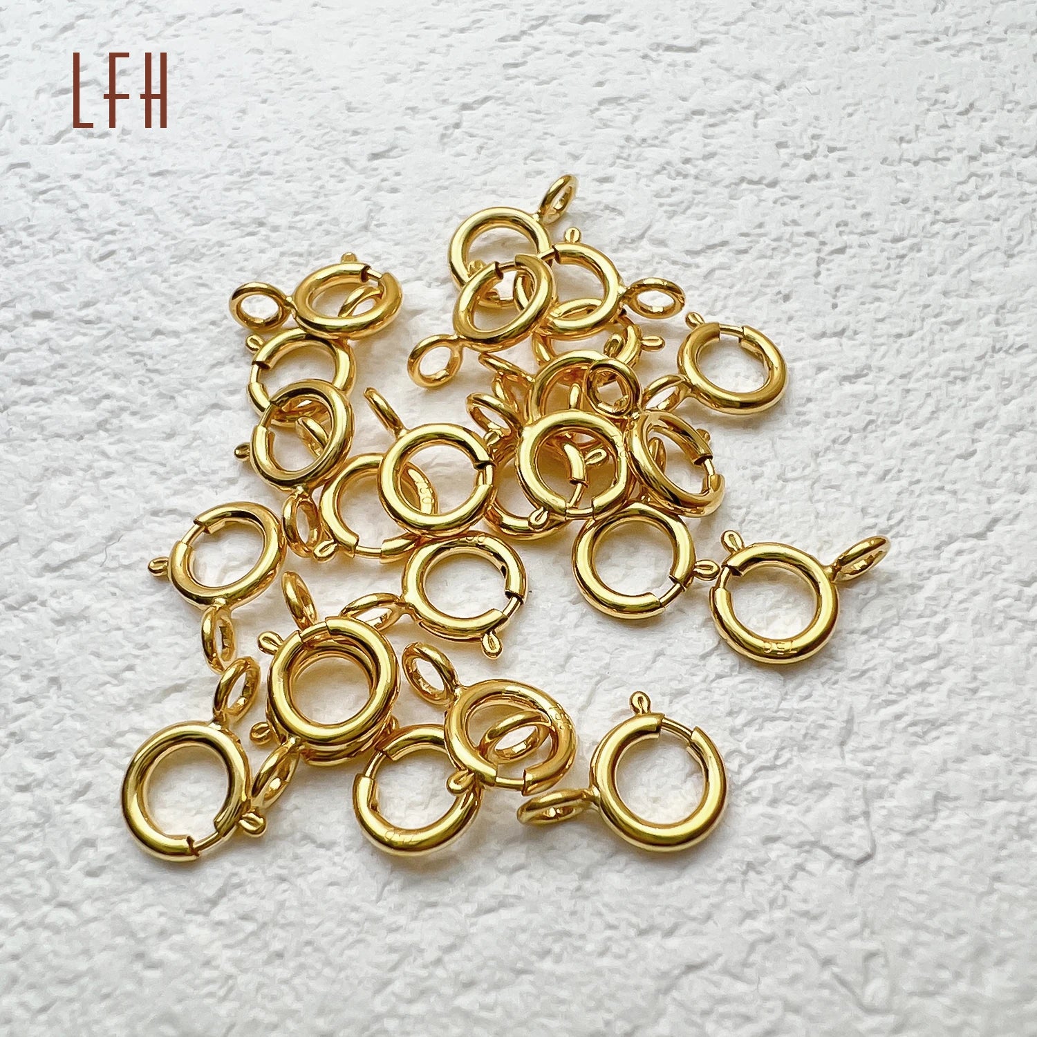 LFH Real 18k Gold Jewelry Open Clasp Sping Clasps for Jewelry Making Jewelry Findings Components Bracelet Necklace 5mm Size