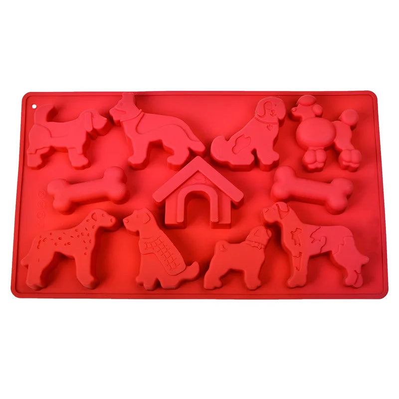 11-Cavity Dog Shape Silicone Molds for Cake Tools Including Ice Molds