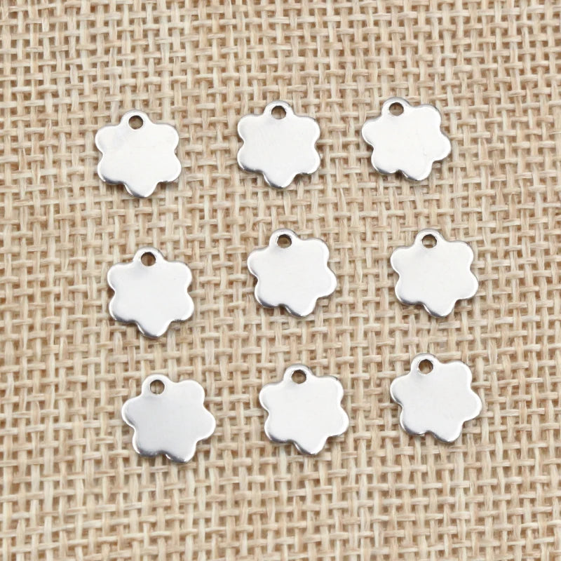 50pcs 8mm No Fade Charms 316 Stainless Steel Six Leaf Grass Charms for Necklace Pendant Charms DIY Jewelry Making Findings