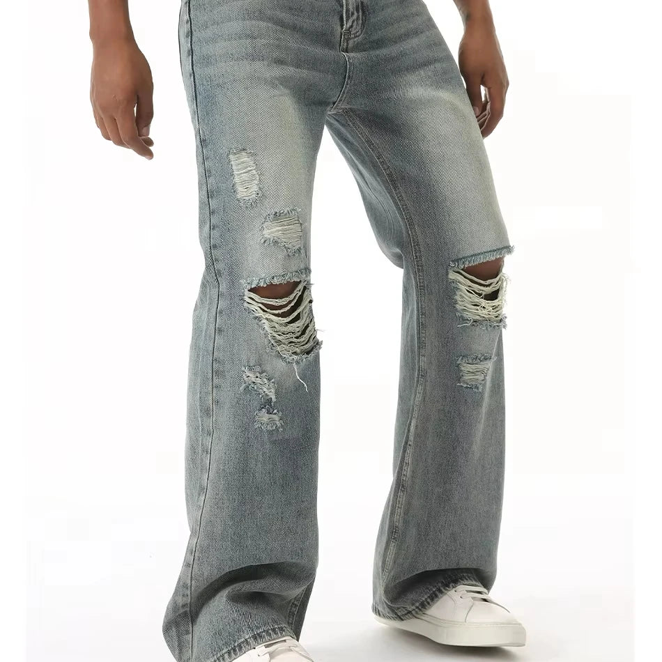 2025 Flared Jeans Wholesale Washed Vintage Blue Jeans Quality Blue flare Jeans