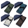 Handmade Men's Polyester Jacquard Necktie Hanky Cufflinks Set Business Suit Accessories Gift Box for Business Formal Occasions