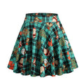Christmas Skirts Women Basic Versatile Stretchy Flared Casual Mini Skater Skirt
