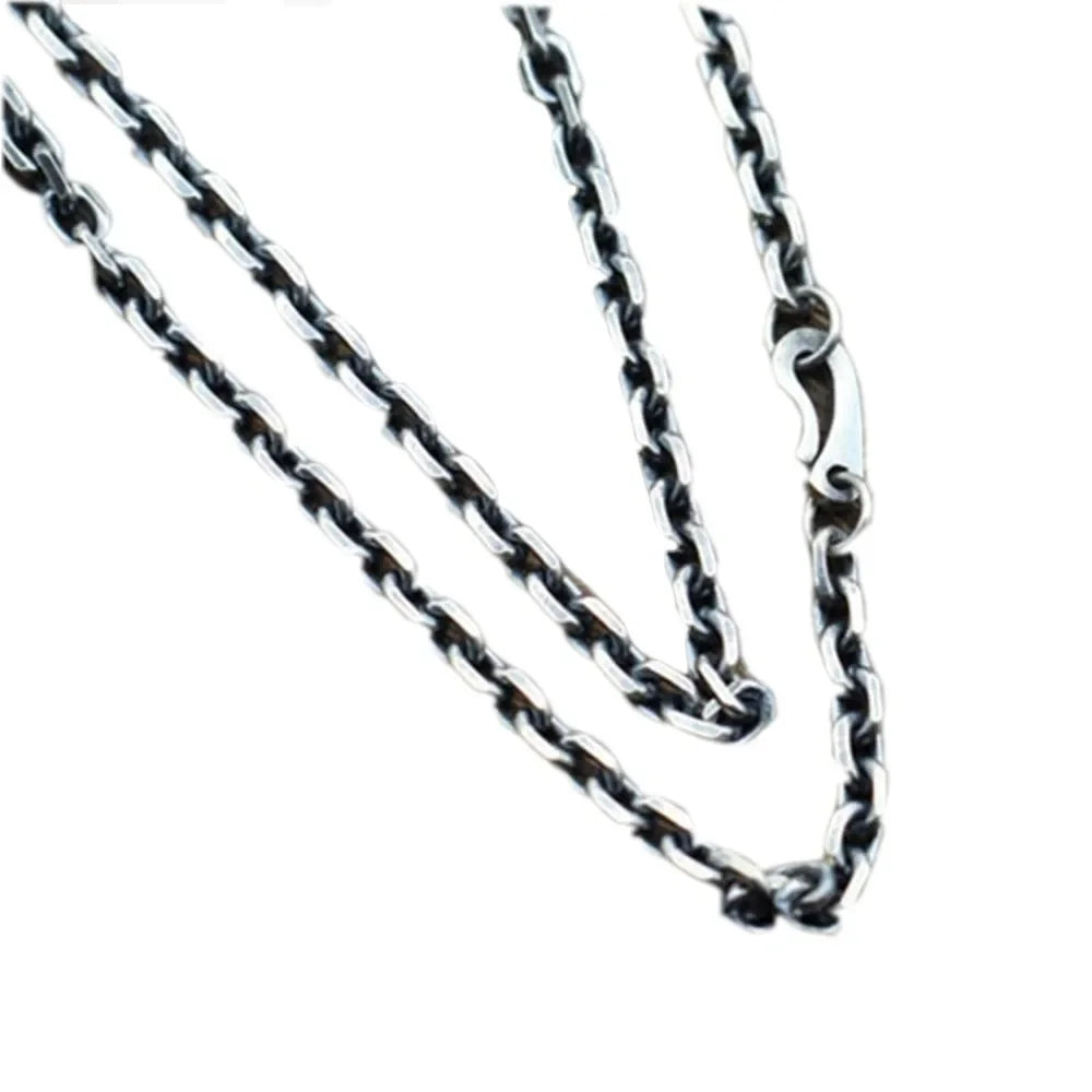 BOCAI  Men's Necklace New Fashion Real S925 Silver Cross Long Sweater Chain Taikoo Chain Jewelry Accessory Gold Material