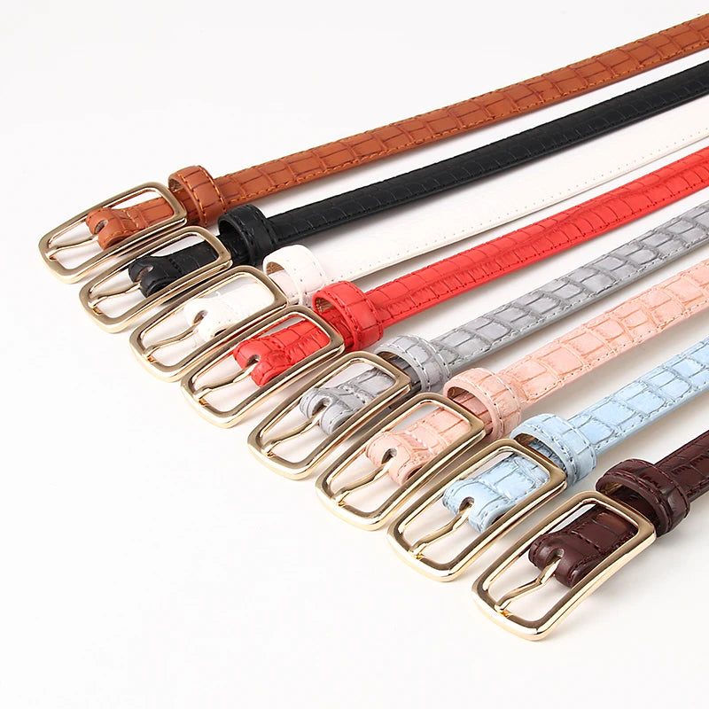 Stylish Alloy Pin Buckle Belt Women Simple Personality PU Women's Belt Embellished Coat Jeans Slim Waistband