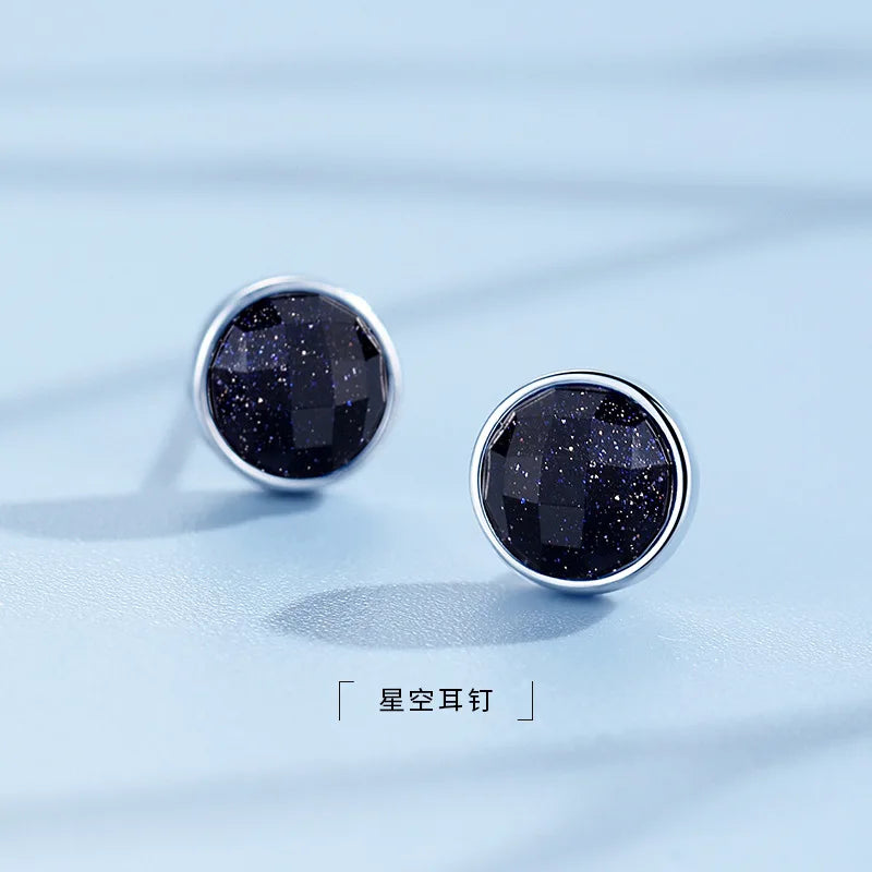 925 Sterling Silver Simple Retro Black Earring for Women Cute Female Temperament Personality Net Red for Wedding Party Gift Idea