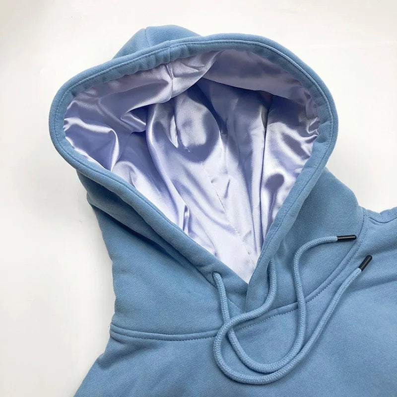 Custom Men's Satin Lined Hoodie Sweatshirt with Metallic Embroidered Logo Ropas De Hombre