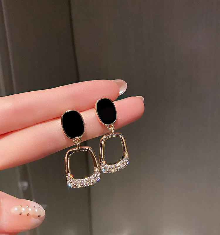 DAIHE Fashion High-quality Geometric Pendant Earrings Korean Women's Zircon Opal Earring