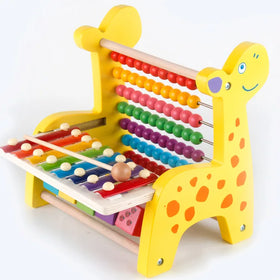 Children Wooden Educational Toys Deer Round Beads Knocking Piano Calculation Frame Kids Math Learning Wooden Toys