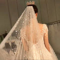 AL1025 2022 Hot Sale Korean Pearl Rhinestone Trailing Bride Shiny Veil Wedding 3.5m Cathedral Embroidered Bridal Veils