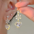 CAOSHI 18K Gold Plating Heart Pendant Earrings Female Bright Cubic Zirconia Wedding Engagement Long Drop Earrings Bridal Women