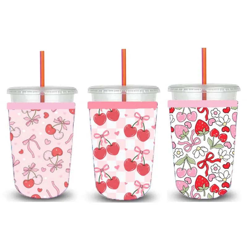 Custom Design Reusable Cold Drink Sleeve Insulated 22oz Neoprene Iced Coffee Sleeve Cup Insulator Sleeve for Drink Beverages