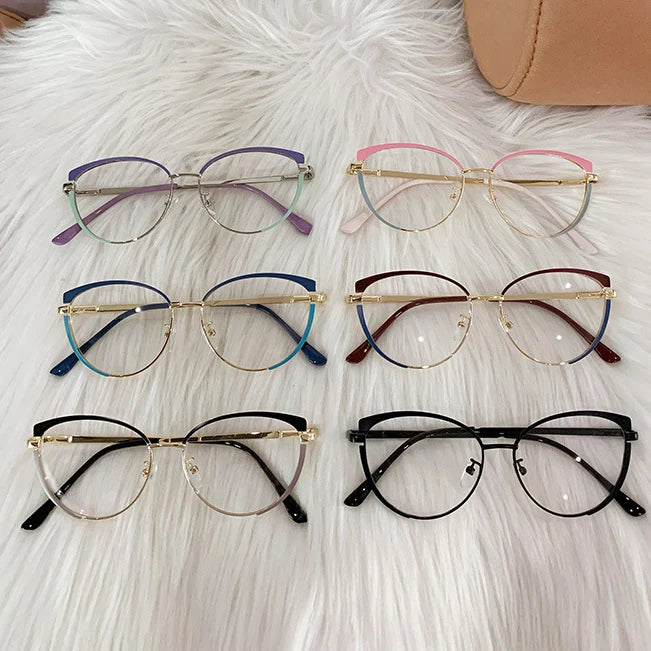 Trendy Fashion New Unisex Photochromic Personality Discoloration Cat Anti-Blue Light Wholesale Metal Glasses Men Women Eyewear