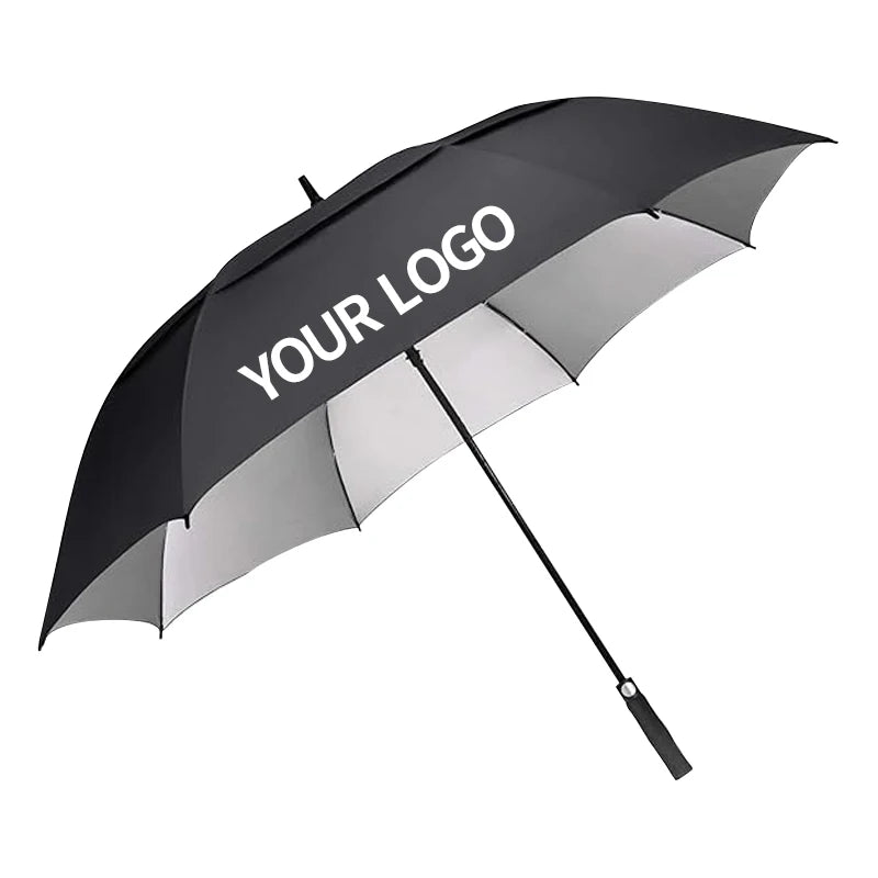Custom Extra Large Double Canopy Vented Windproof Golf Umbrella UV Protection Auto Open Oversize Stick Umbrellas for Sun Rain