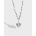 Fashion Sterling Silver 925 Heart Tennis Shape Necklace Love Heart Pendant Necklace Bead Heart Necklace for Women