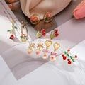 Sweet Vintage Girl Earring Dripping Flower Bow Rose Tulip Cherry Asymmetrical Long Tassel Dangle Earrings Women Jewelry Gifts