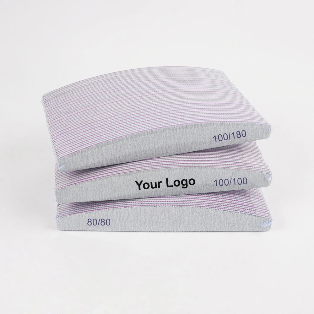 Custom EVA Half Moon Shape Grey Zebra 80/80 Grit Nail Files Professional Files for Nail 100/180