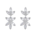 Luxury Iced Out Bling Baguette 8A Zirconia 925 Sterling Silver Rhodium Plated Cluster Flower Clover Drop Earrings for Women