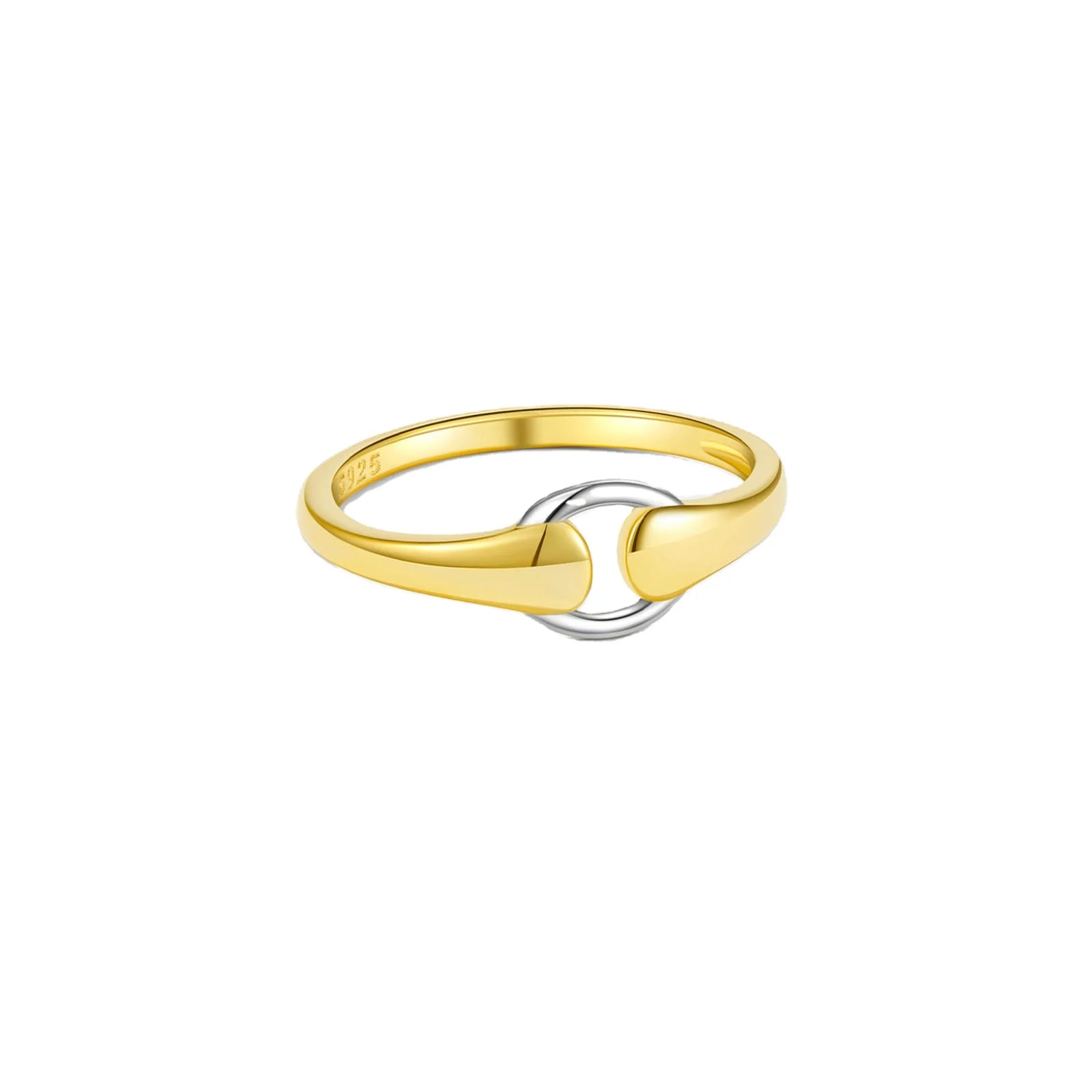 FUAMAY 18K Gold Plated Two-Toned Buckle Ring Classic Style Plain Ring for Women for Wedding Party Anniversary