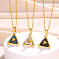Stainless Steel Enamel Triangle Gold Evil Eye Necklace