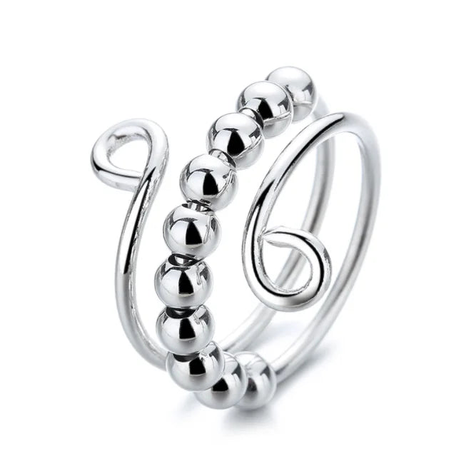 Hot Selling 18K Gold Plated Rotating Ring Slide Bead Anxiety Stress Relief Jewelry for Women