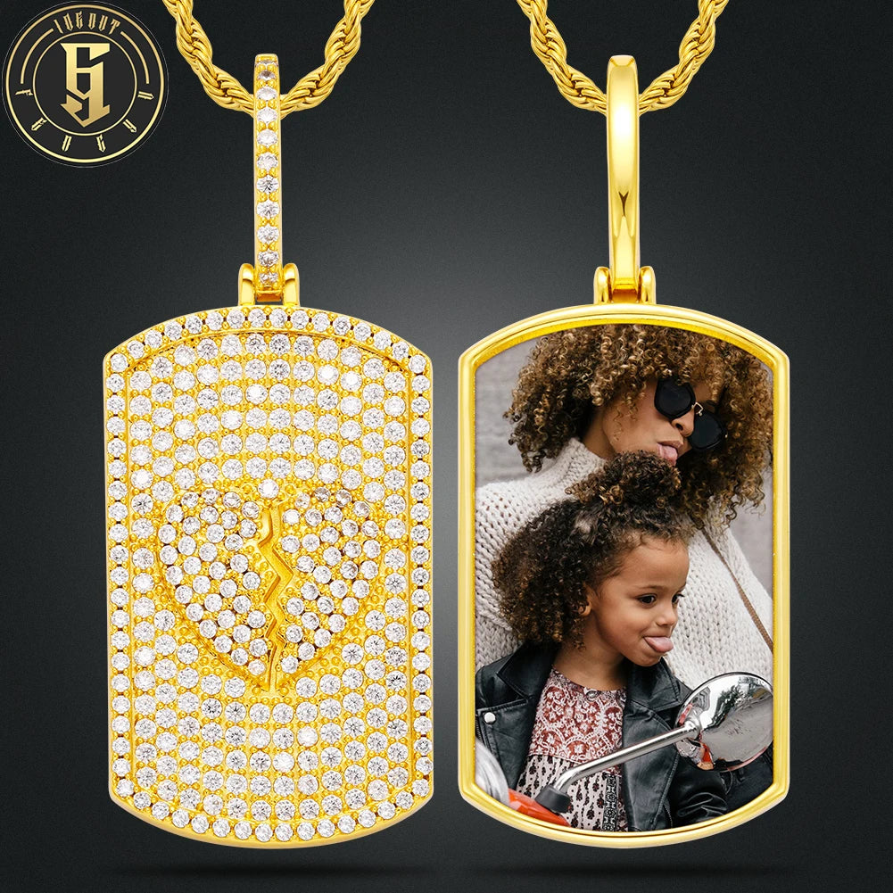 High Quality Brass Zircon Custom Hiphop Personalize Pictures Tag Photo Charm Jewelry Picture Pendant for Men