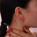 Elegant Hollow Irregular Heart Shaped Hoops Earrings 18K Gold Plated Women's Stainless Steel Earrings Waterproof Jewelry Party