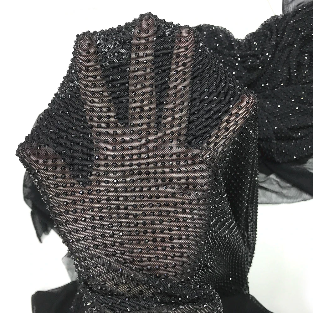 S 590  Bling  Stretch   Rhinestone   Fabric Crystal Mesh Fabric for Women Party Dress