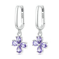 HOT 925 Sterling Silver Purple Zirconium Cross Earrings for Women Fine Jewelry Cross Pendant Drop Earrings Party Gift SCE1428