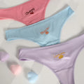 Wholesale Cute Ribbed Panties for Women Low-rise T-Back Young Girl Thong Underwear Fruit Embroidery Thread Everyday Style