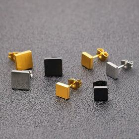 Factory Custom Fashion Geometry Square Earrings Stainless Steel Hypoallergenic Ear Stud Jewelry for Women and Men