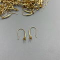 Au585 Jewelry DIY Accessories 14K 14ct Gold Hook Hoop Earring Holder Mounts Pearl Round GEM Stones Jewellery Finding DIY Making