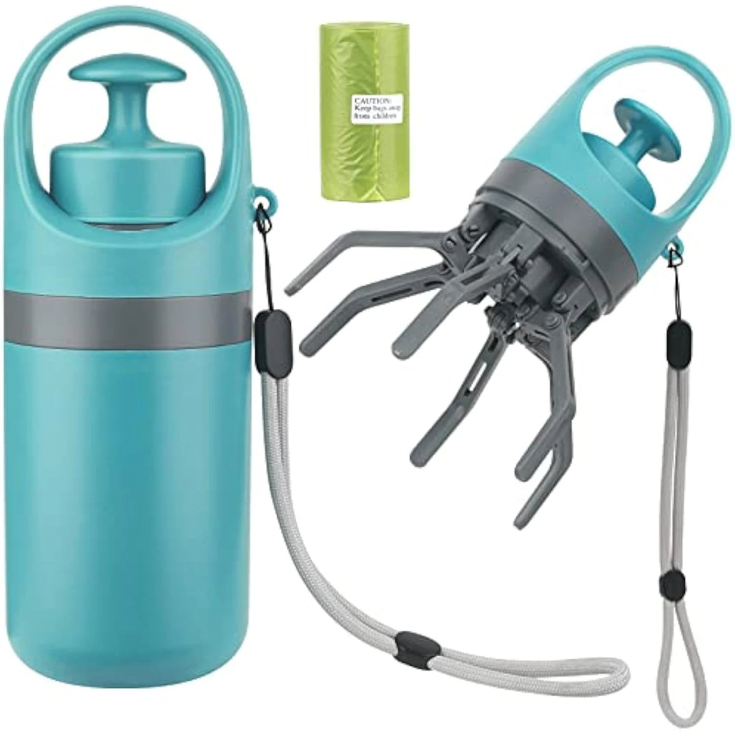 Lightweight Portable Pet Poop Scooper with Bag Dispenser Hands Free Waste Removal Claw Dog Poop Picker