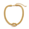 RisingMoon Punk Twisted Knotted Snake Chain Choker Necklaces Retro Chunky Double Layer Knotted Necklaces