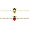 18K PVD Gold Plated Waterproof Stainless Steel Fruit Ananas Strawberry Colorful Zirconia Bracelet for Women Wholesale Jewelry