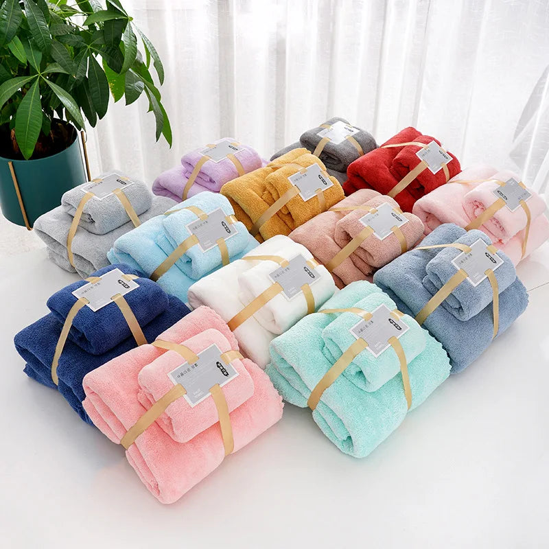 High Density Coral Velvet Plain Bath Towel Set Men and Women Children Home Towel Bath Towel Gift Sets Wholesale