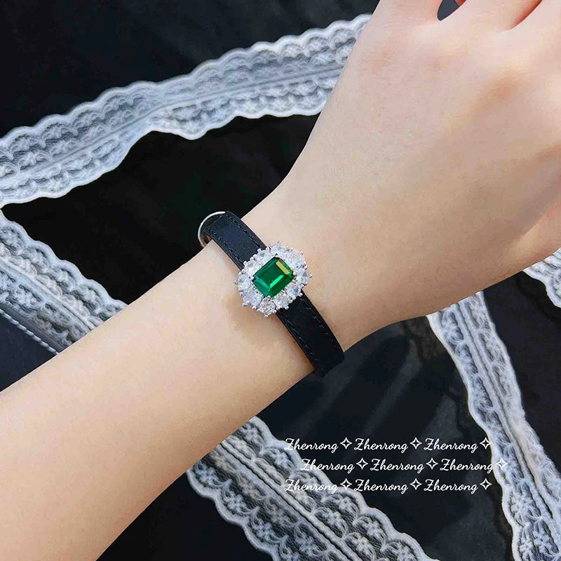 Eme-rald Women's Adjustable Two-Wear Pendant Watch Fashionable Wristband Bracelet and Belt W-atch