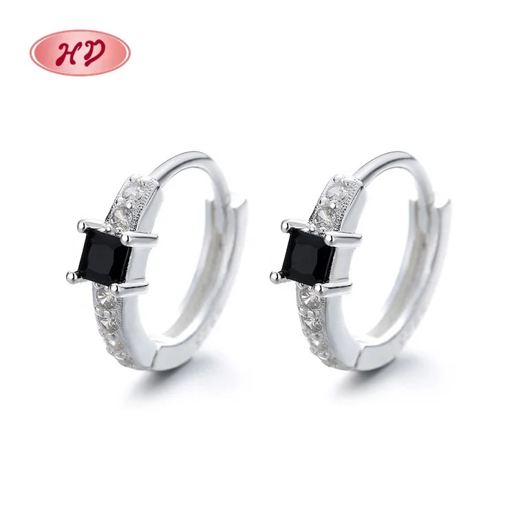 Hd Jewelry Supplier Fashion Classic 3A Cubic Zirconia 925 Sterling Silver Women Huggie Earrings for Wholesale Jewelry