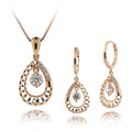 Fashion Jewelry Sets Solid Pure Gold 18K Necklaces With Pendant Large Drop Earrings Studs with 5A CZ Stones